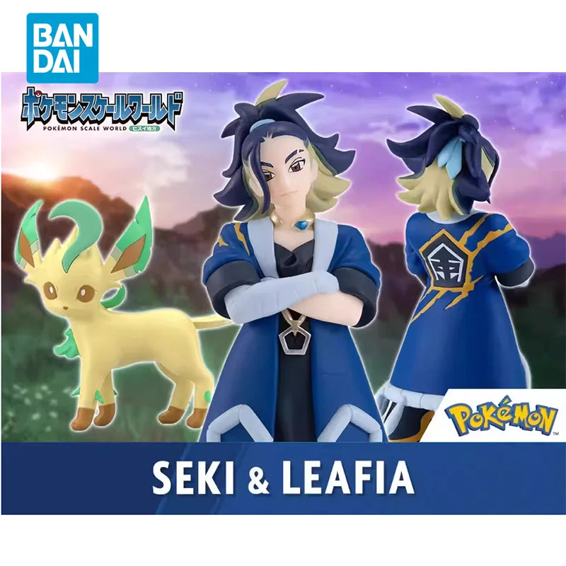 Bandai Original Pokemon Anime Figure SCALE WORLD Hisui Adaman Leafeon Action Figure Toys for Kids Gift Collectible Model