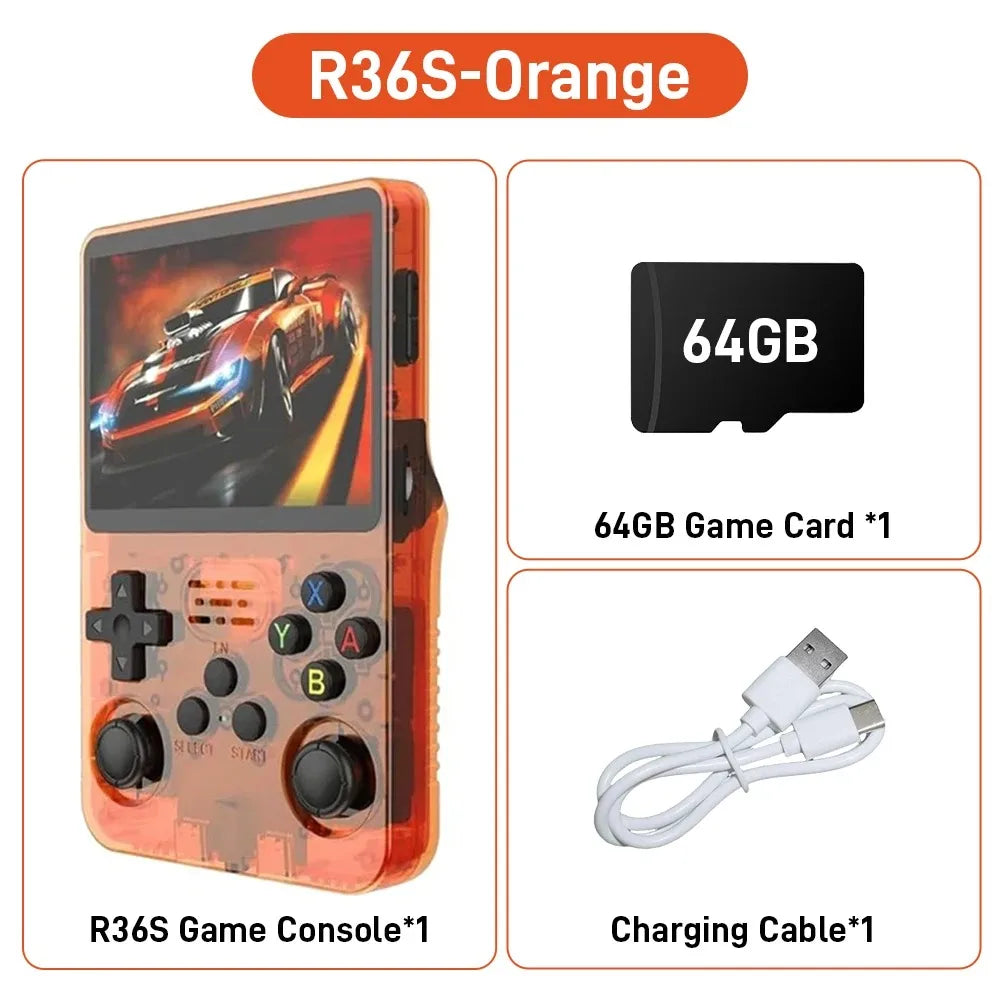 R36S Retro Handheld Video Game Console Linux System 3.5 Inch IPS Screen R35s Pro Portable Pocket Video Player 64GB/128G Games