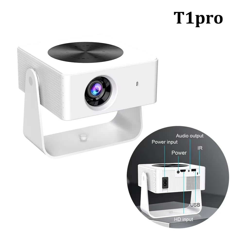 Mini Projector 4K T1pro Newly 500 ANSI Android13 Dual-band WiFi6 BT5.0 Auto Keystone Portable Outdoor Home Cinema Projectors New