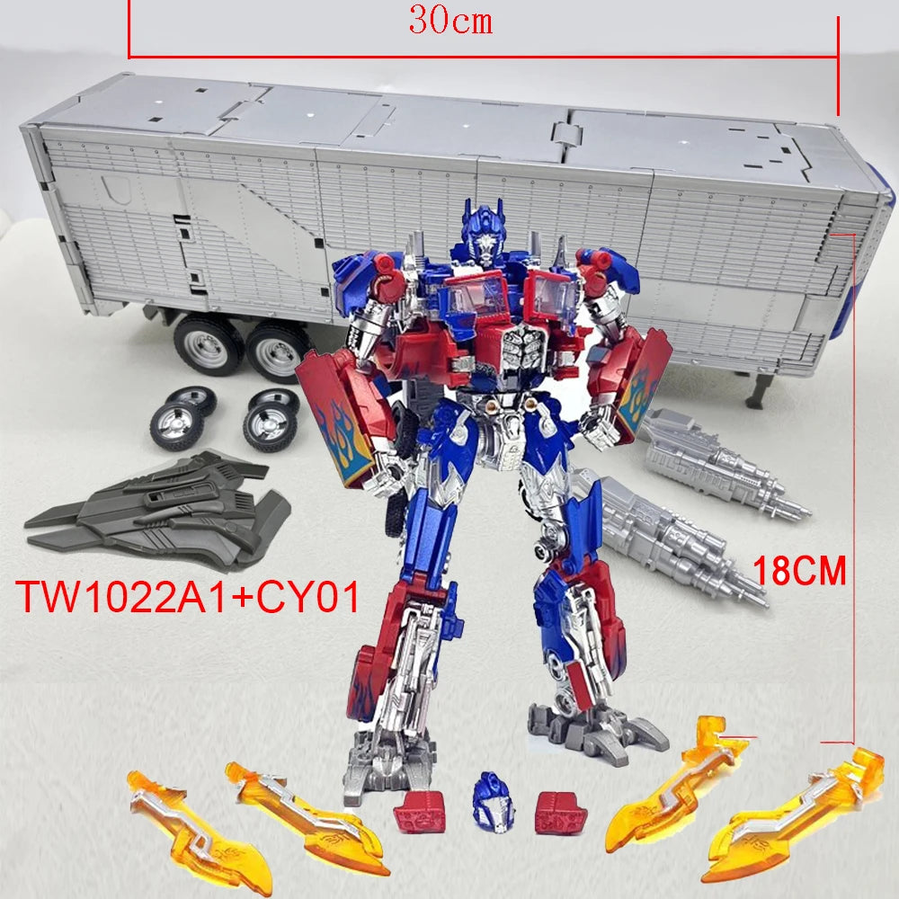Transformationsspielzeug Baiwei Optimus Commander Robot TW1022 Anhänger Modell CY01 Taktischer Container TW1122 Action Deformationsfigur