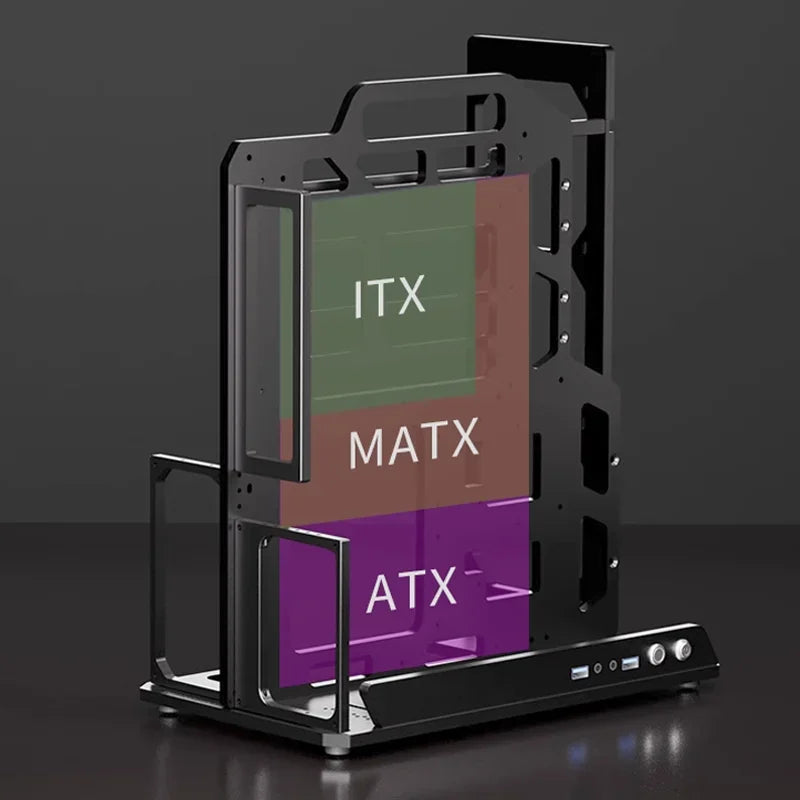 Offenes PC-Gehäuse, DIY-Gaming-PC-Gehäuse für ATX, M-ATX, ITX, Wasserkühlung, Computergehäuse, Aluminiumrahmen mit 360 mm Kühlerplatz