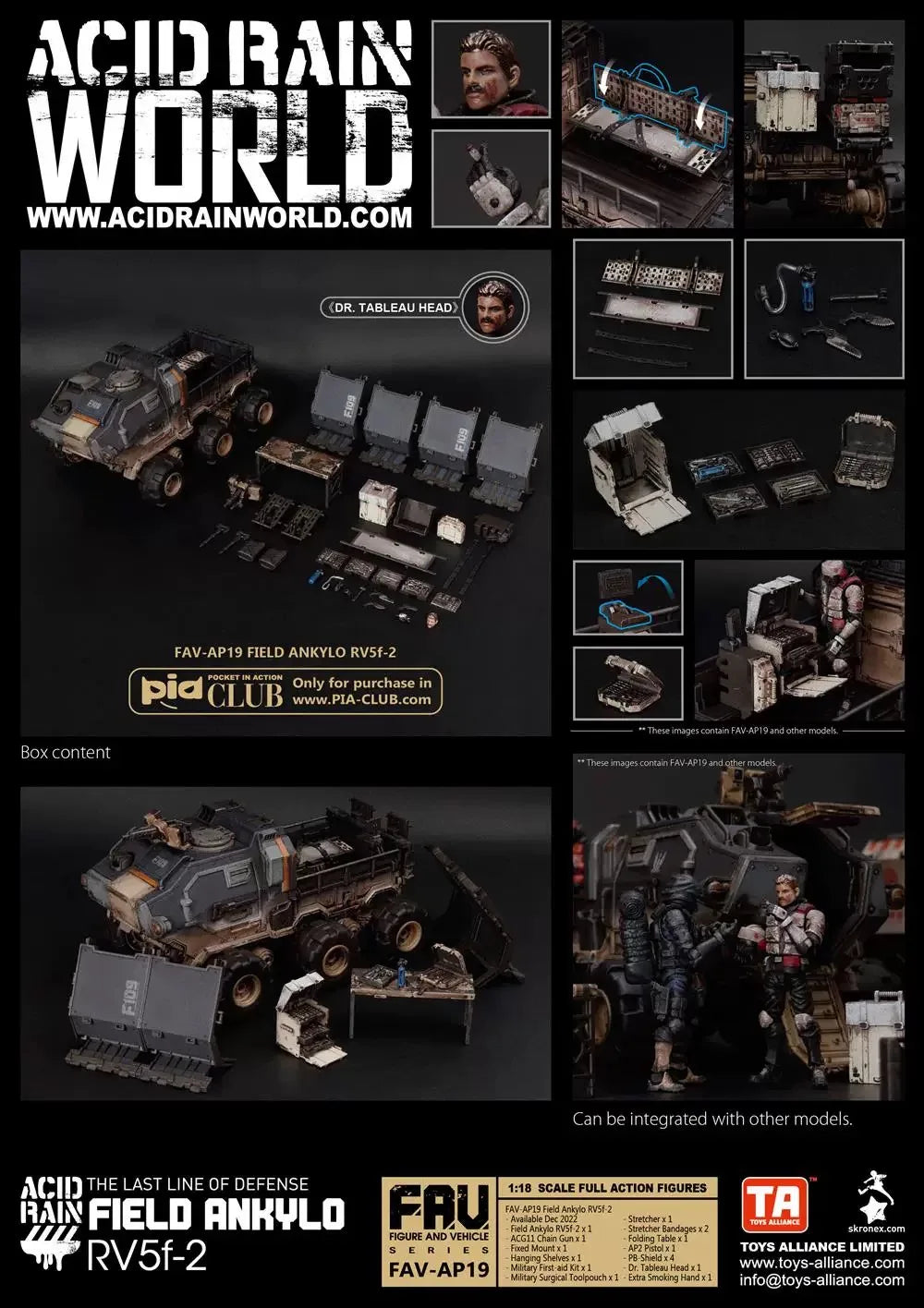 【In Stock】Acid Rain War FAV-AP19 FIELD ANKYLO 1/18 Action Figure 3.75-inch Model Toy Gift