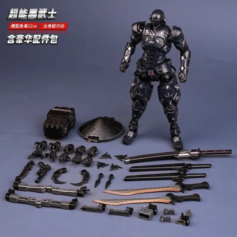 In Stock 22cm SC001 Snake Eyes Super Black Warrior Mecha Ninja Action Figure 1/10 Articulated Finished Model Collectible Toy