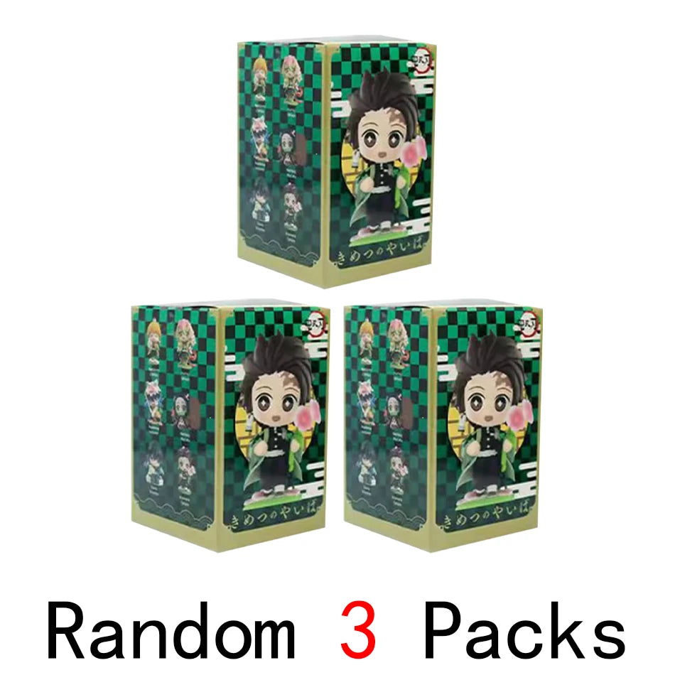 Anime 6Pcs/Set Q Version Demon Slayer Figurine  Boxed Model Ornament Accessory Cartoon Movability Kits Mascot Kid Toy Gift