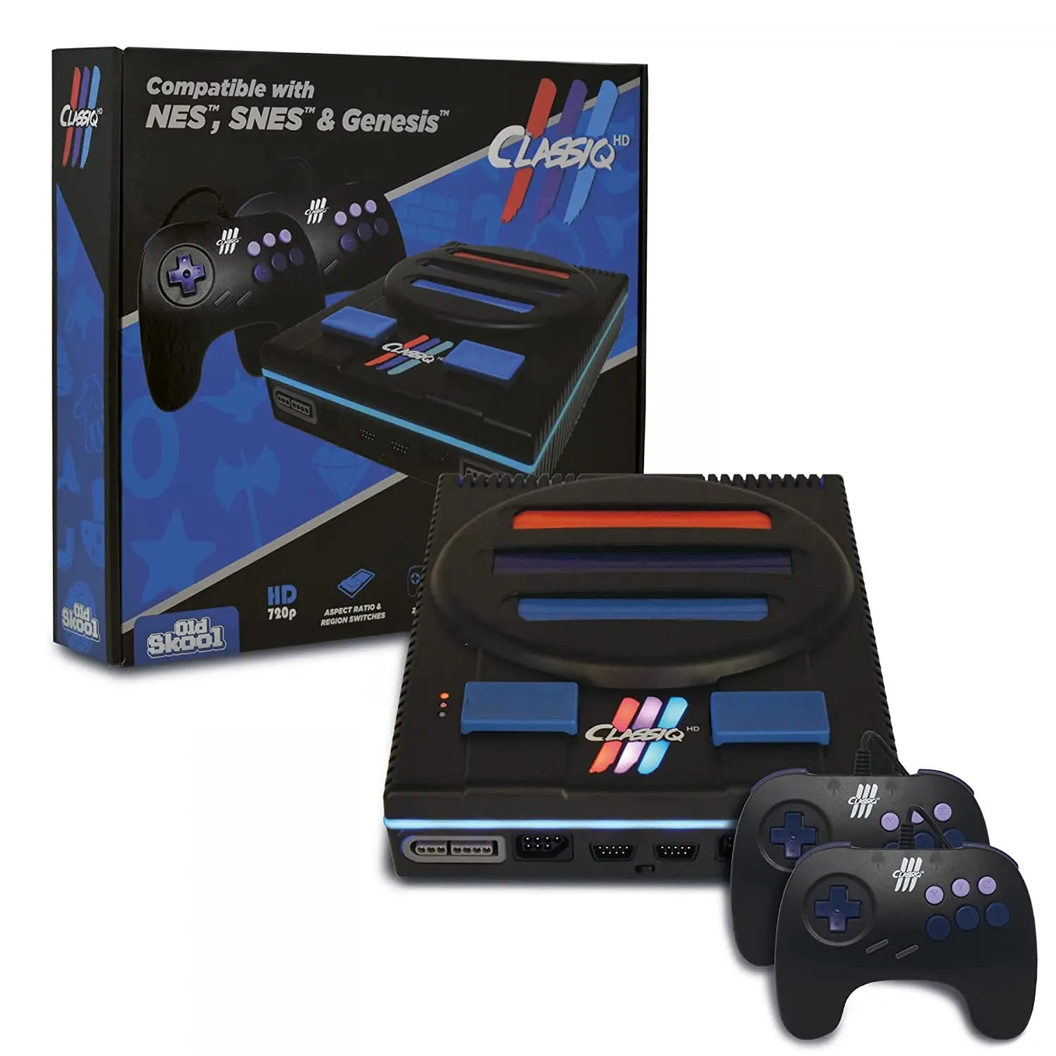 Old Skool Classiq 2 3 HD 720p / AV Twin Video Game System,Compatible with SNES/NES Nintendo and Super Nintendo Cartridges
