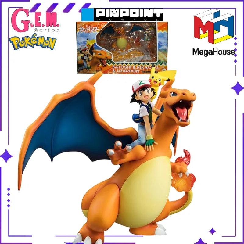 MegaHouse Original Authentic GEM Series Pokémon/Pikachu/ Ash Ketchum/ Glurak Finished Doll Model Handmade Toy Gift Collection