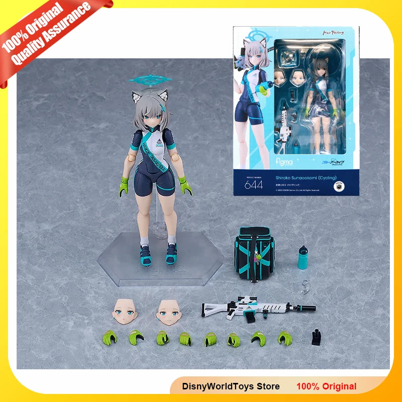 100% Original GSC Max Factory Figma 644 Shiroko Sunaookami Cycling Blue Archive Genuine In Stock Figure Model Toys