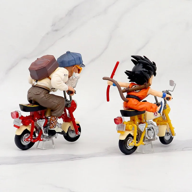 HOT 13cm Dragon Ball Z Anime Figure Son Goku Master Roshi Locomotives PVC Action Kame Sennin Motorcycle Toys for Children gitfs