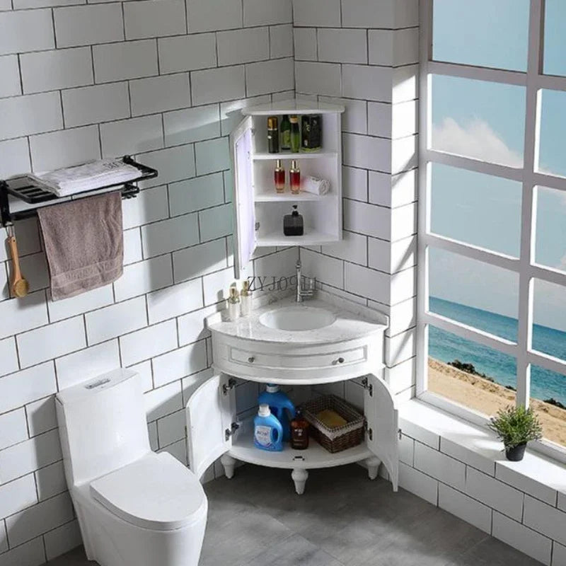 Multifunktionsmöbel Schmaler Badezimmerschrank Holzwaschbecken Lagerung Offene Schränke Aktenspiegel Regal Luxus Gabinete
