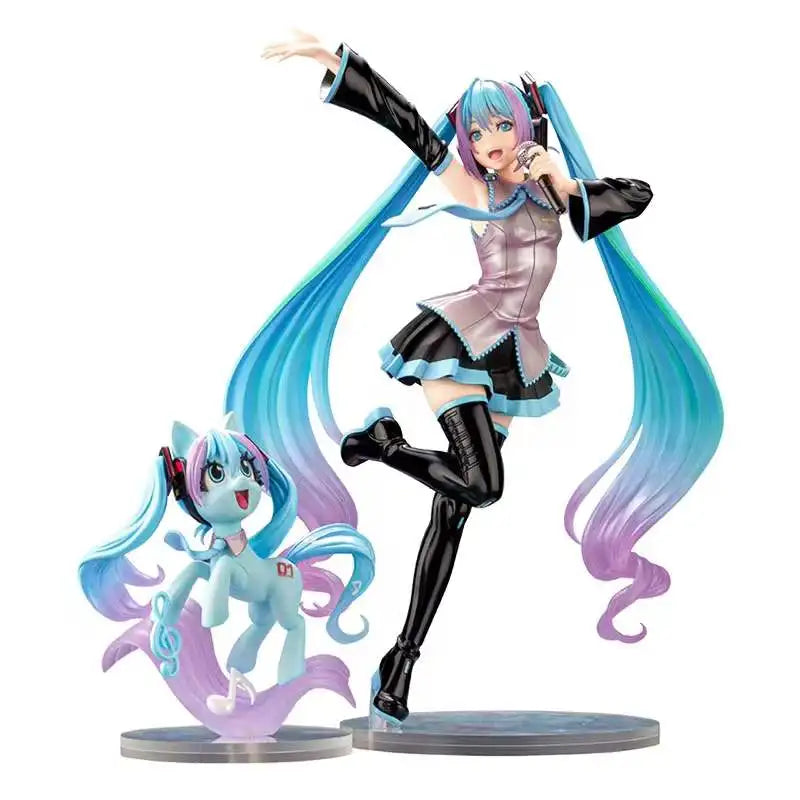 2 teile/satz 20CM 2024 Neue Anime Hatsune Miku Nette Kawaii Manga Statue PVC Figure Sammeln ornament Modell Spielzeug puppe geschenke