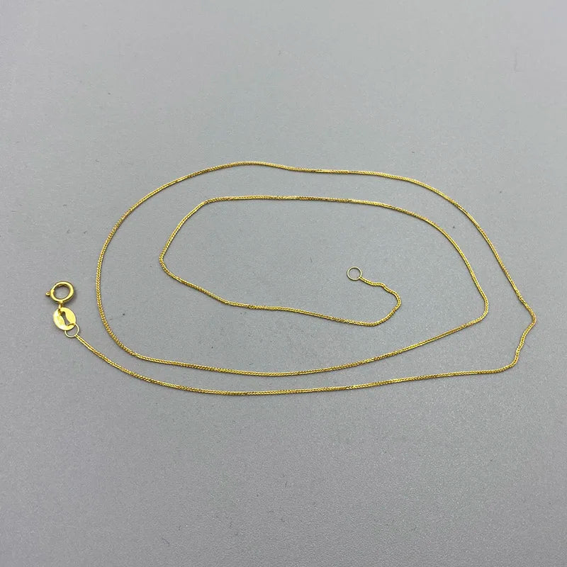 Biggest Promotion 18k Au750 Gold Necklace Clavicle Chopin Chain High Luster Good Quality for Women Ladies Girl DIY Jewelry Hot