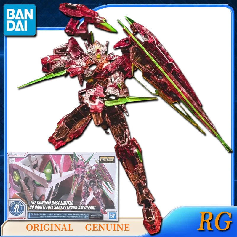 Bandai Original RG THE GUNDAM BASE LIMITED 00 QAN[T] FULL SABER CLEAR COLOR TRANS-AM CLEAR Action Figures Toys Boys Gift Model