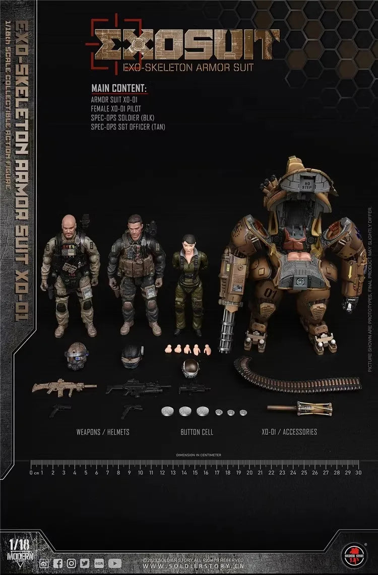 Soldierstory SSE001 1/18 Soldier EXO Exoskeleton Armor Suit XO-01 Full Set 3.75'' Action Figures Model Toy In Stock
