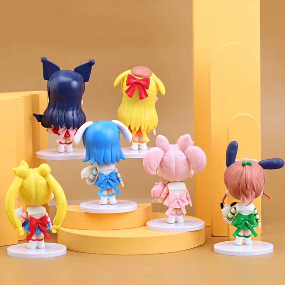 7cm Sailor Moon Anime Figure Tsukino Usagi/Chibiusa/Kino Makoto Action Figure Sailor Mars Jupiter Mercury Venus Figurine Kid Toy