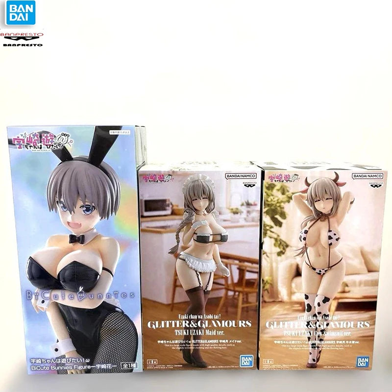 BANDAI BANPRESTO Uzaki Chan Wants To Hang Out! Tsuki Uzaki Swimsuit and Tsuki Uzaki Maid Ver Action Figures