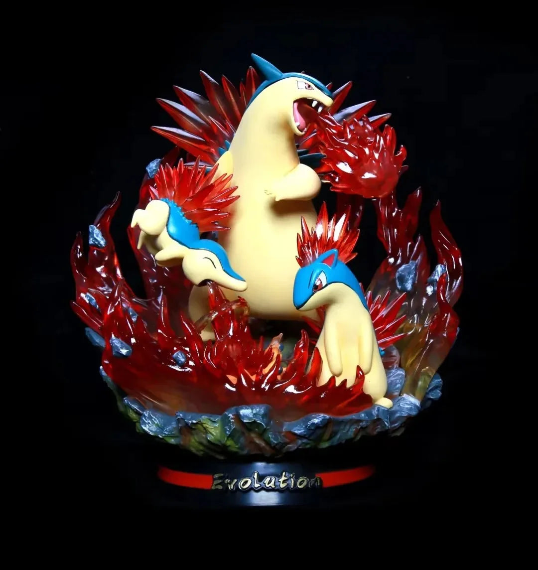 Anime Pokemon Typhlosion Tornupto Quilava Cyndaquil Flame Wheel Ver GK PVC Action Figure Game Statue Collectible Model Toys Doll
