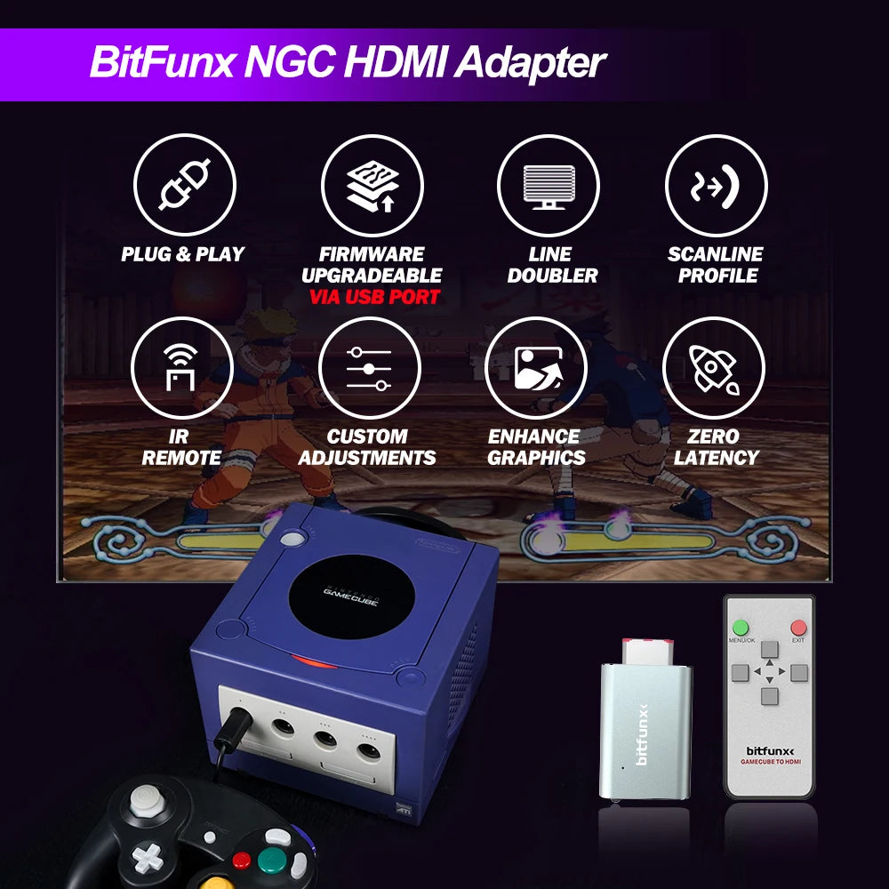 Bitfunx GC Video HDMI Adapter Digital AV to HDMI GC2HDMI for Nintendo Gamecube NGC DOL-001 Game Console