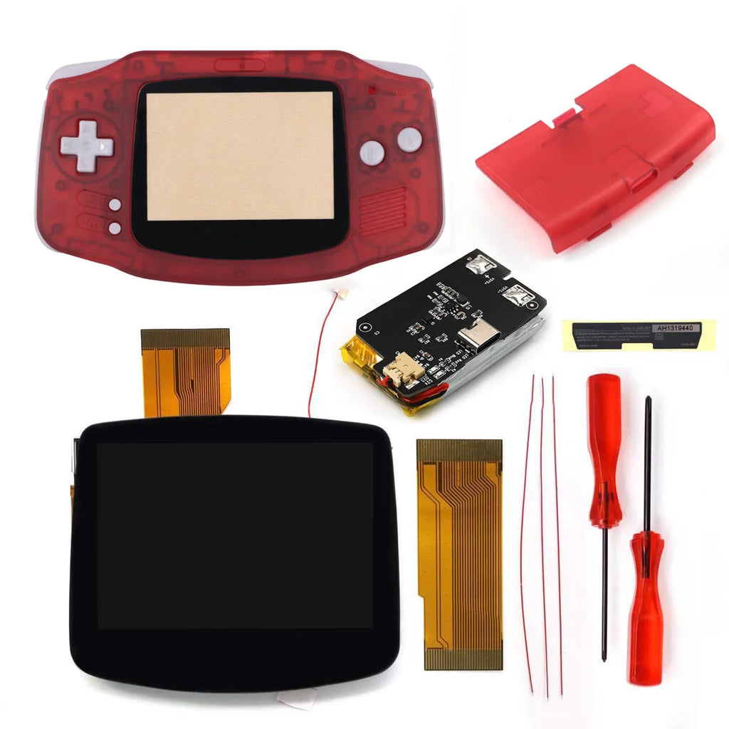 Hispeedido TYPE-C 1800 mah Battery Drop in 3.0" V5 Laminated LCD display For GBA IPS highlight screen  w/ UV housing Shell