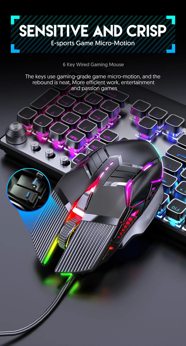 Gaming Mouse Ergonomic 5500 DPI USB Computer Mouse Gamer RGB Mice Macro Programming Mechanical Mouse For Game Computer Laptop