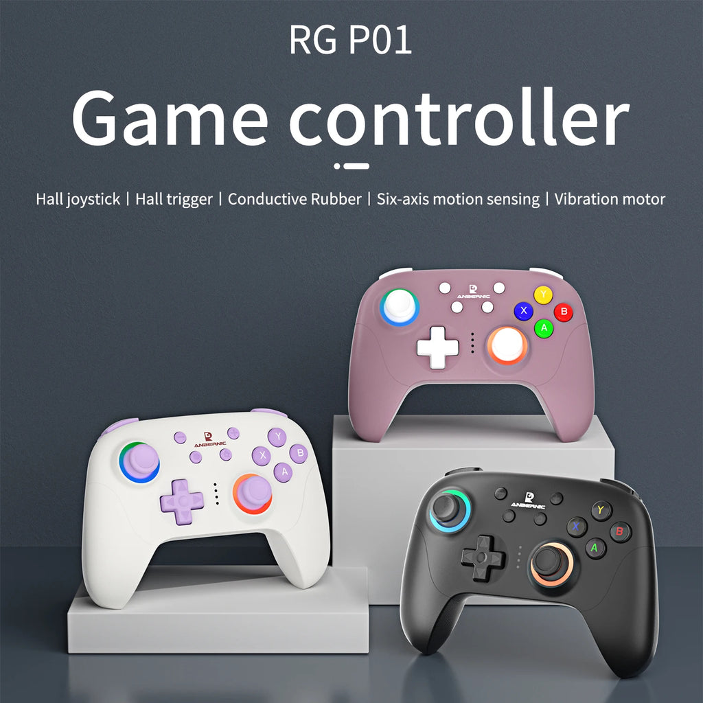 ANBERNIC RG P01 Wired Wireless Bluetooth Games Controller RGB Hall Effect Joystick XBOX Game Gamepad for PC Android IOS Steam