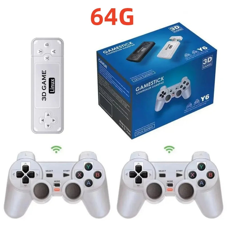 Y6 2,4G Wireless Game TV Stick Retro PS1 Familie 4K HD Tragbare Videospielkonsole Unterstützt Multiplayer 10000 Spiele