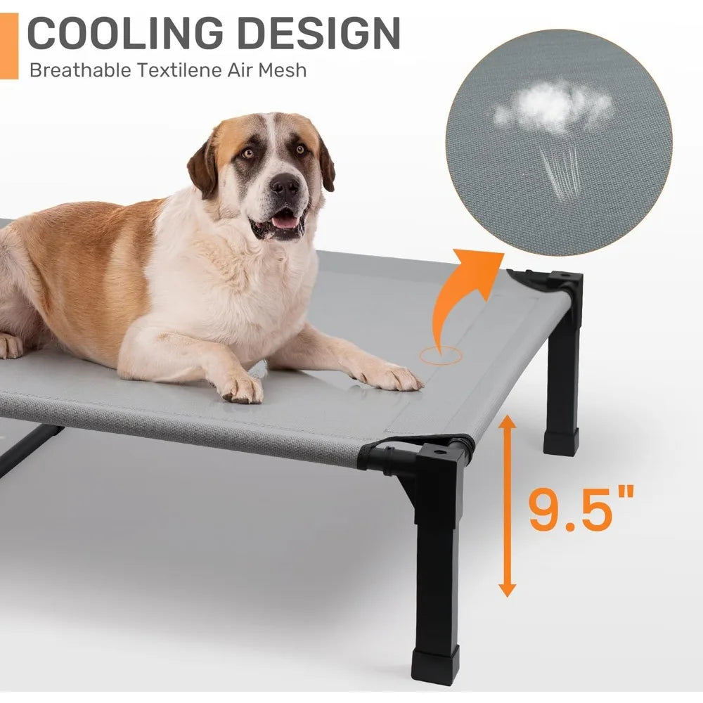 Erhöhtes Hundebett mit Baldachin, tragbares Hundebett mit abnehmbarem Schattenzelt, erhöhtes Kühlbett für Haustiere im Freien für Hunde