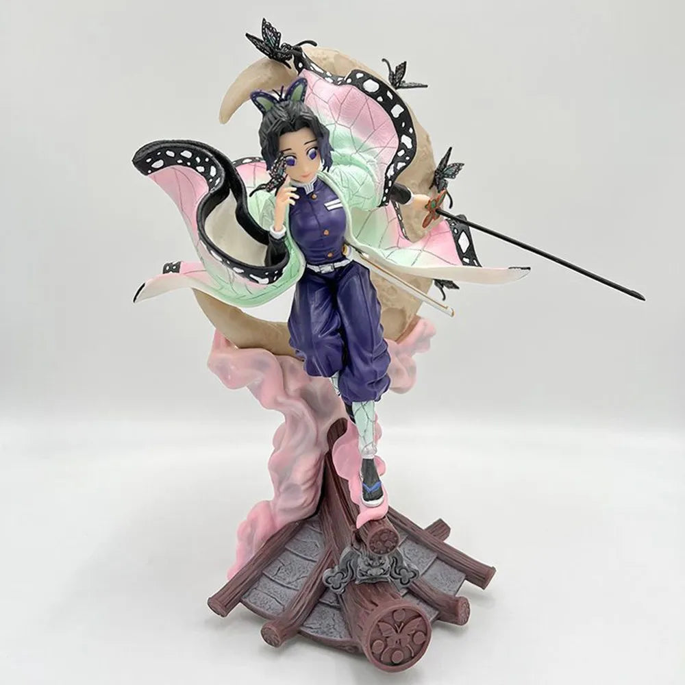 Anime Demon Slayer Figure Kochou Shinobu Anime Figure With Light Kochou Shinobu Figurine Pvc Statue Ornament Model Doll Kid Gift