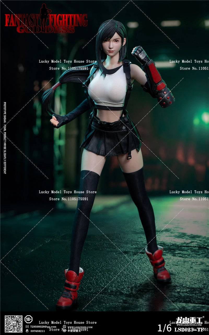 LS2023-TF 1/6 Fighting Goddess Tifa Action Figure Magic Fiction Fantasy Beauty Girl 12inch Soldier Model Doll Collection