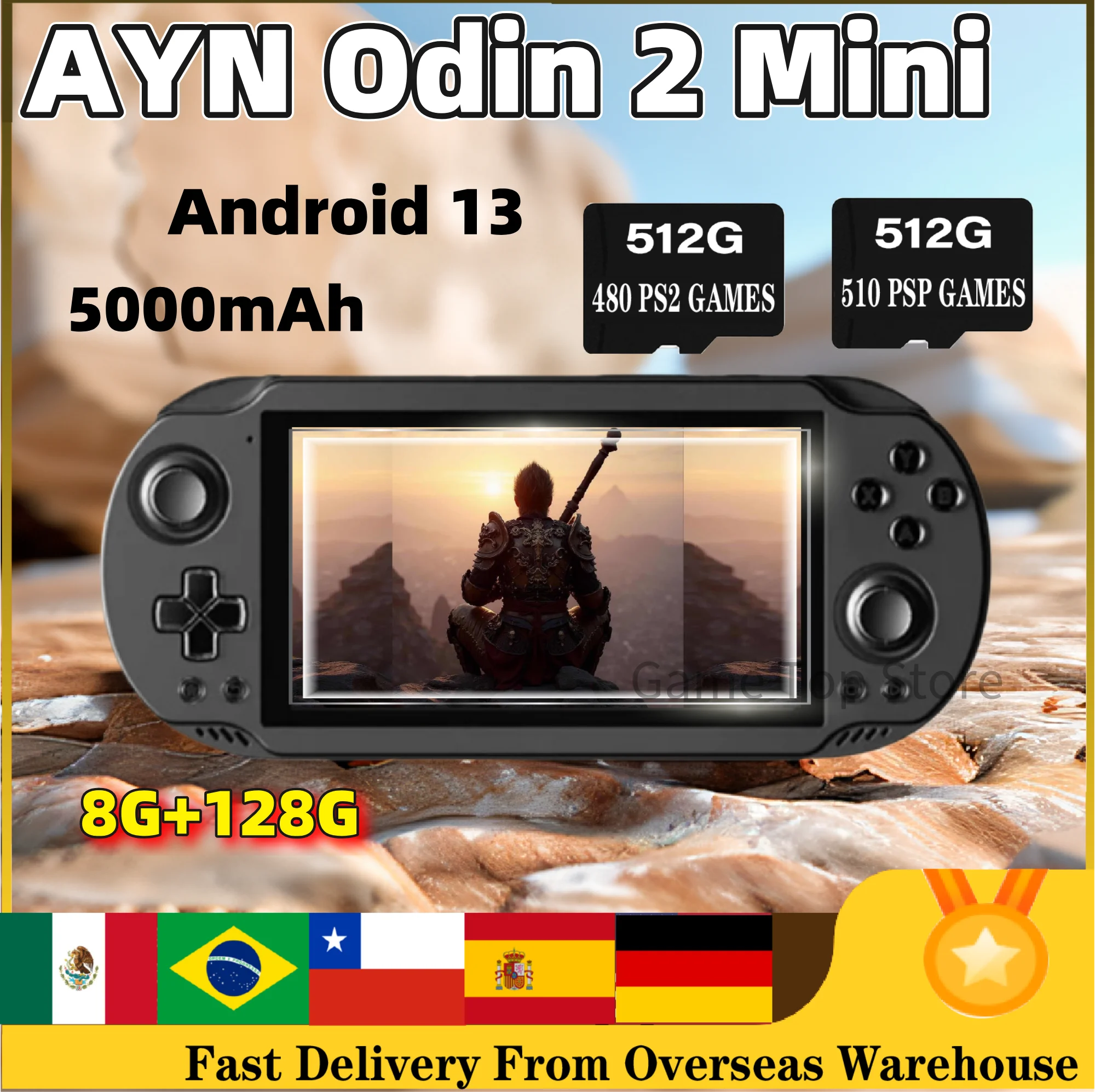 AYN Odin 2 Mini Handheld mini LED 5 Inch Touch Screen 5000mAh Android13 8G+128G Open Source Graduation Mobile Retro Game Console