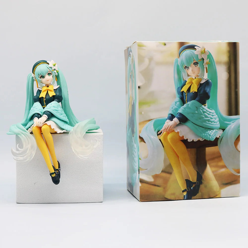2025 New 15CM Anime Early Spring Sanmi Baihe Fairy Sitting posture Q version Kawaii Handmade Ornament PVC Model Toy Doll Collect