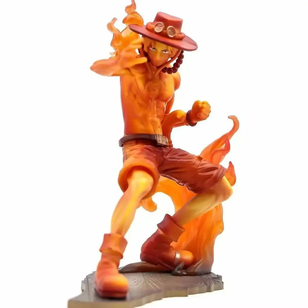 One Piece Anime Figure 13cm Feverish Action Flame Ace Sabo Action Statue PVC Collection Model Doll Toys Children Christmas Gift