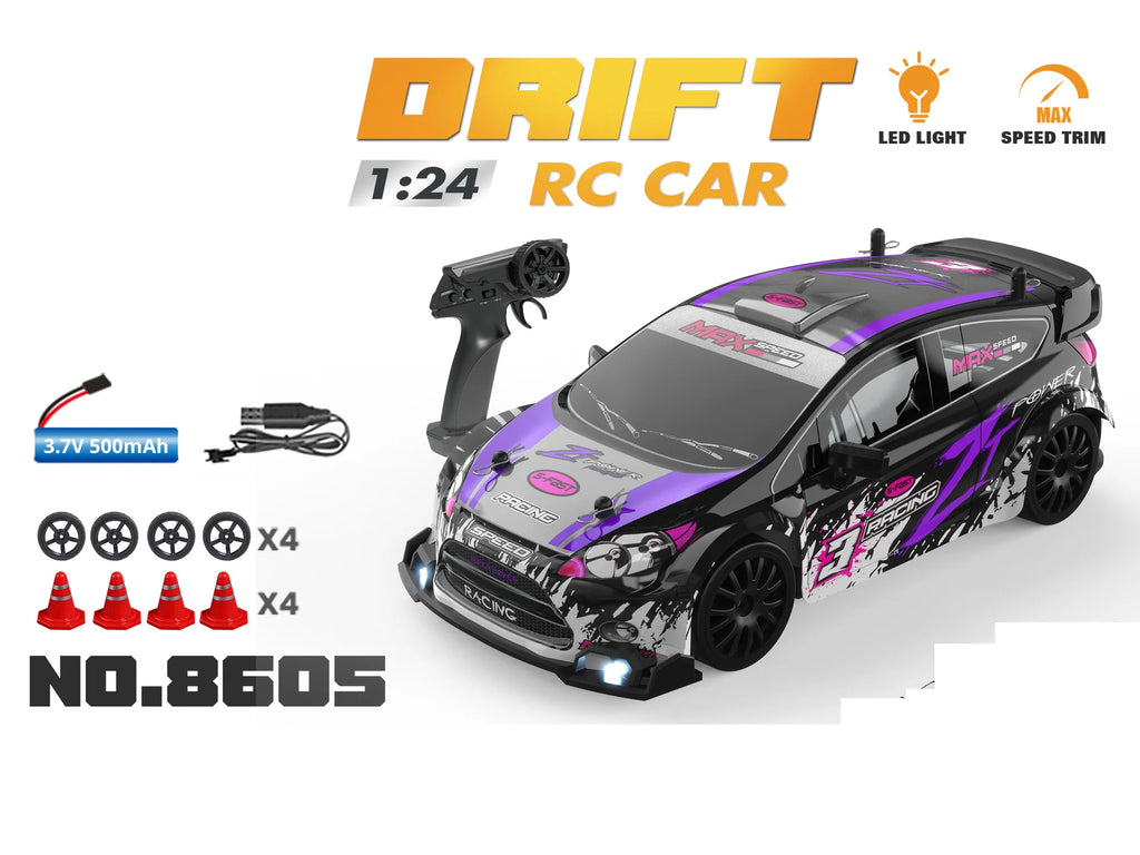 4WD High Speed ​​RC Drift Mustang 1:24 - Ferngesteuertes RC-Rennauto | Austauschbare Reifen | Rennsport-Geschenkspielzeug für Jungen