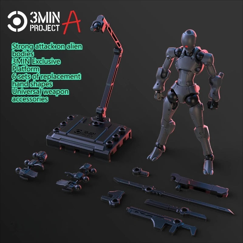 SHEIK MAINLAND 3MIN PROJECT A 3.75inch Super Movable Humanoid Body Strong Attack Alien Figure Assembly Model Toy Collection Gift