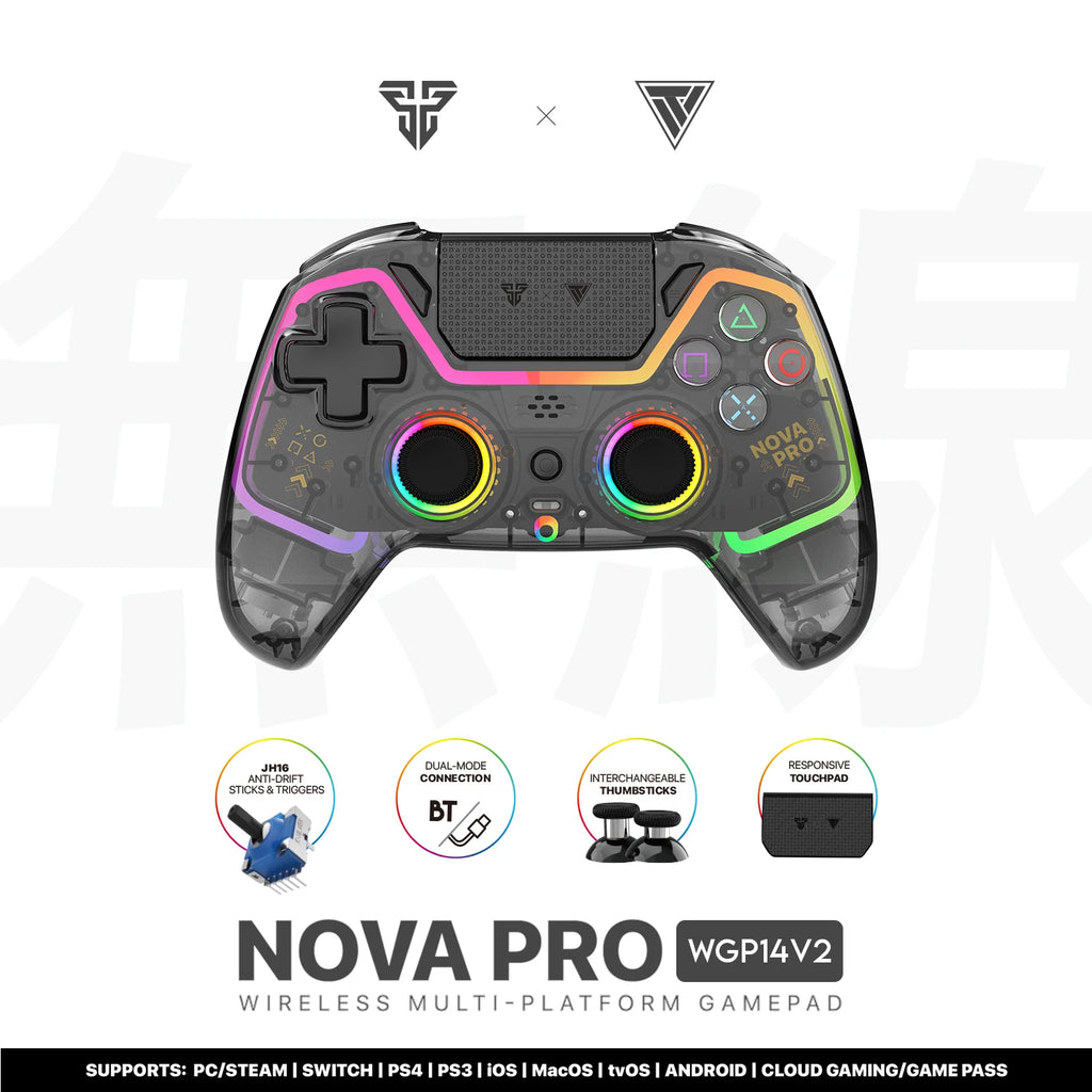 FANTECH NOVA PRO WGP14-V2 Bluetooth Gamepad With Hall Effect Joysticks&Triggers Gaming Controller For PS4 PC Switch Android iOS