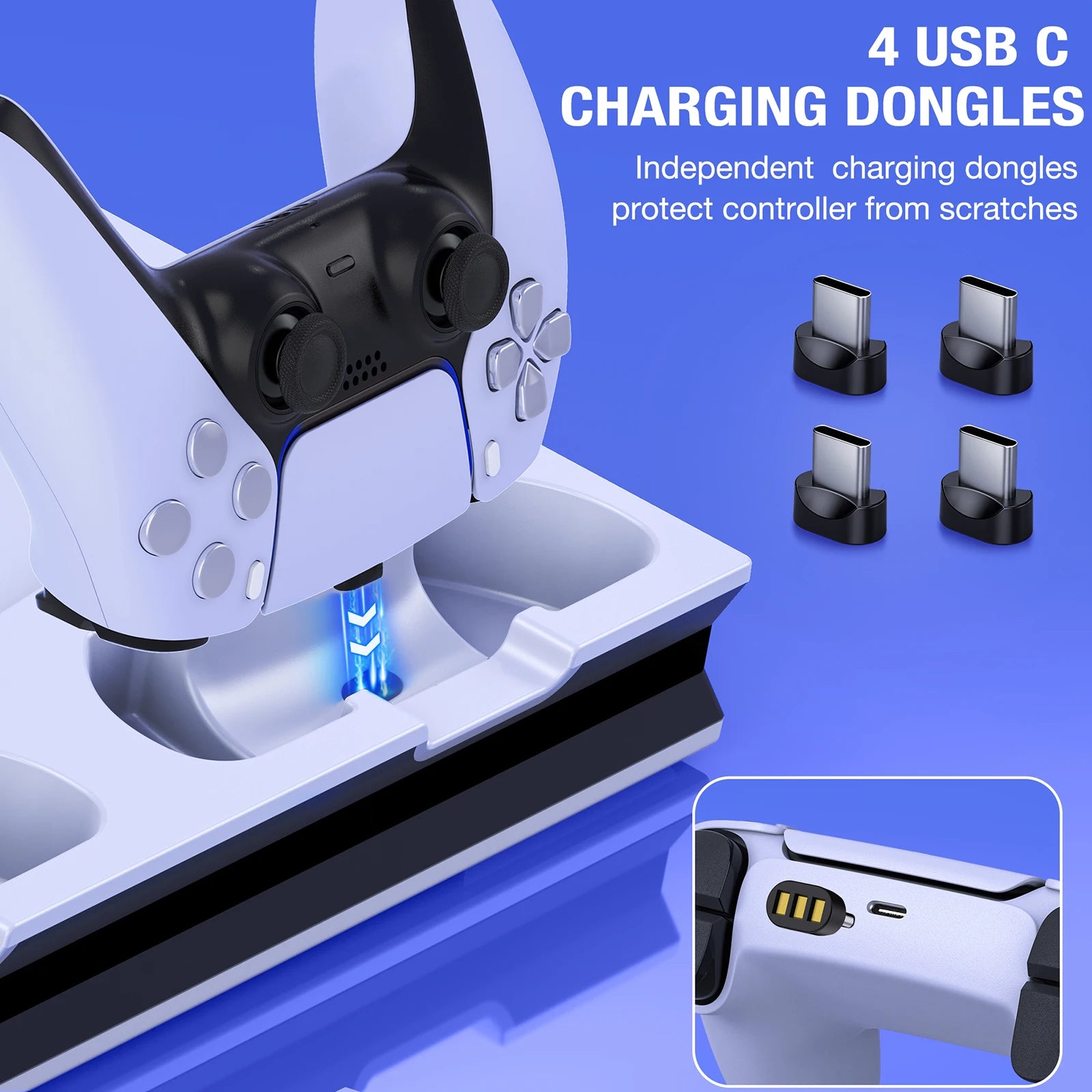 Dinofire for PS5 Cooling Fan Stand Dual Fast Charger For PlayStation5 Controller Charging Station for PS5 Disc & Digital Edition