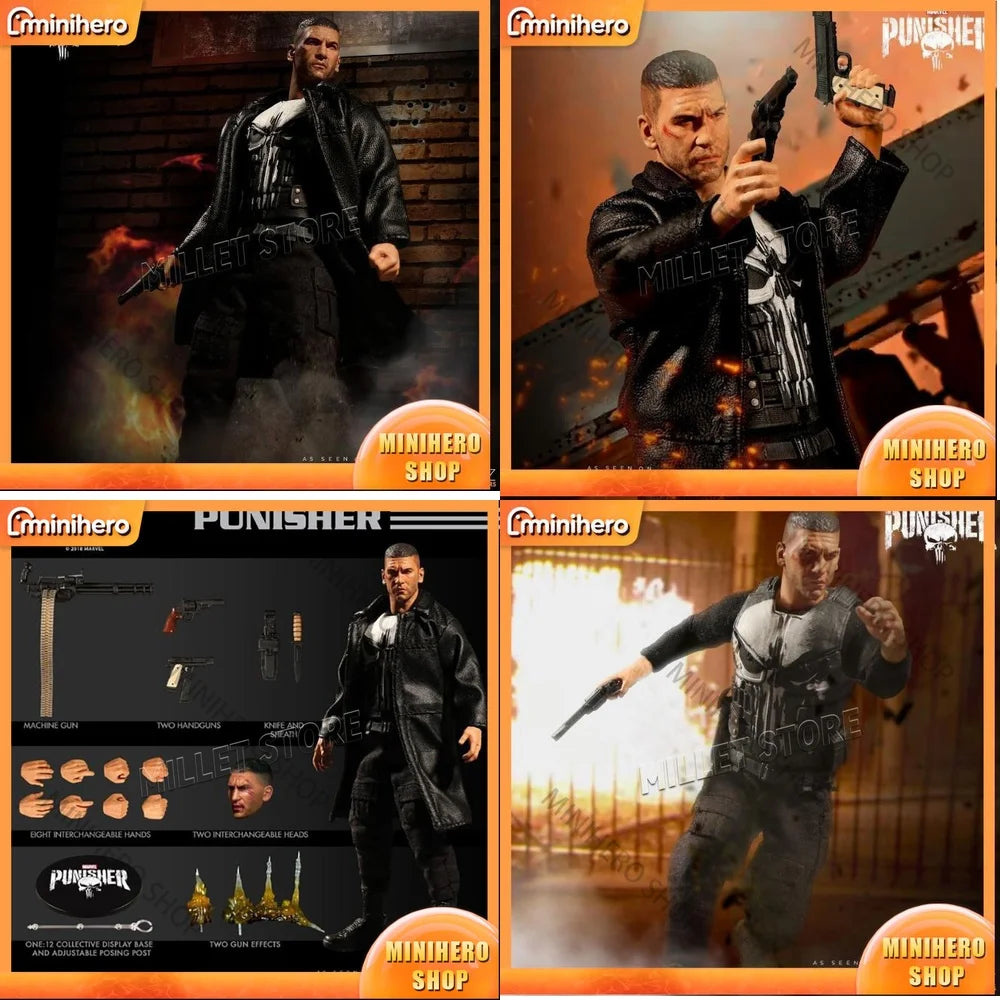 In Stock Mezco ONE12 Punisher Action Figure Anime Collectible Toy Model for Adults Kids Fans Gifts Marvel Inspired PVC Statue