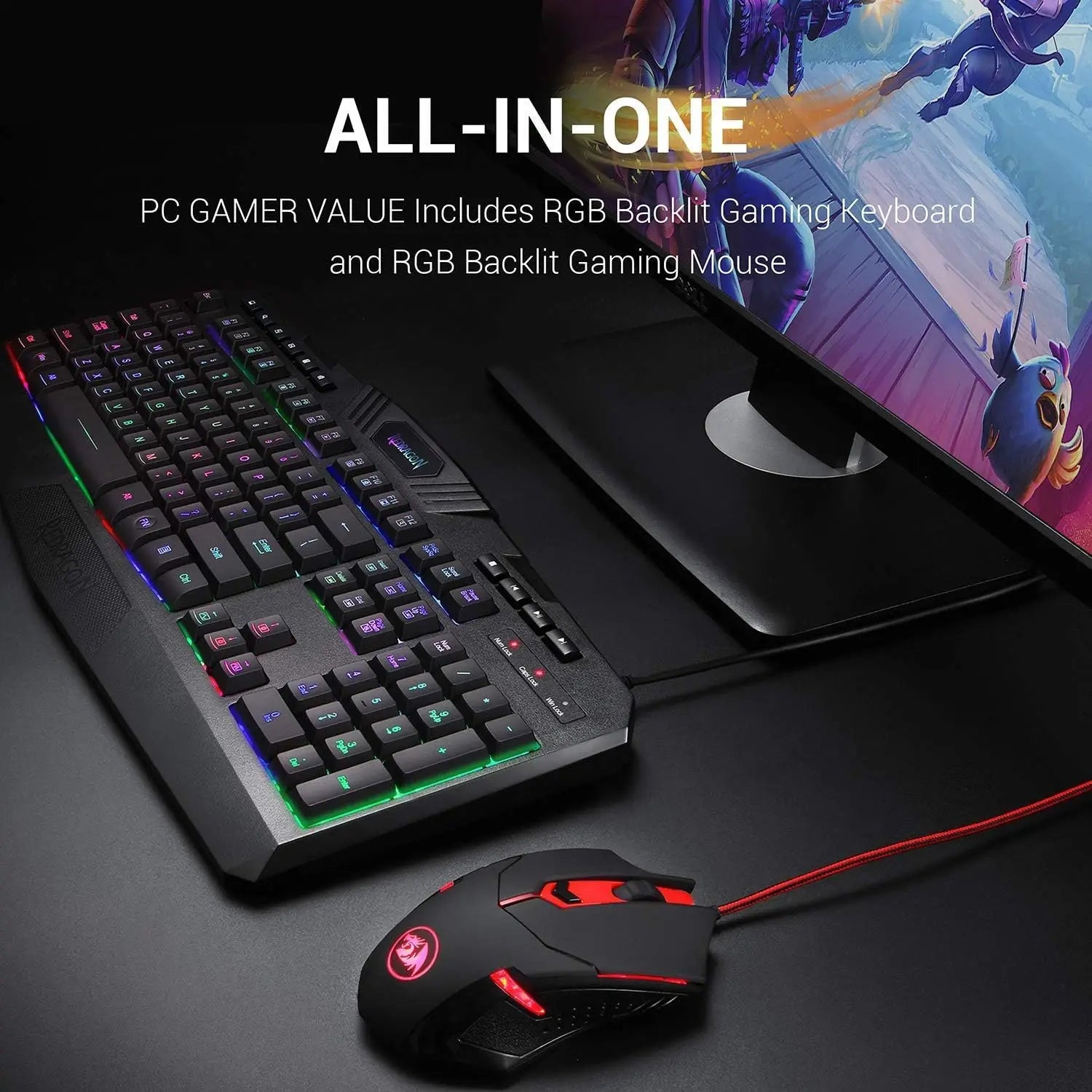 Redragon S101 Gaming-Tastatur, M601 Maus, RGB-Gaming-Tastatur mit Hintergrundbeleuchtung, programmierbare Maus mit Hintergrundbeleuchtung, Value Combo Set