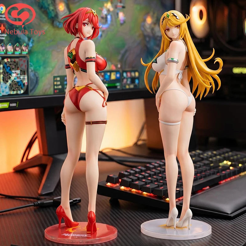 30cm Xenoblade Chronicles 2 Swimsuit Double Character Pyra Mythra Figure Statue Pvc For Adult Collectors Anime Figures Gifts Toy