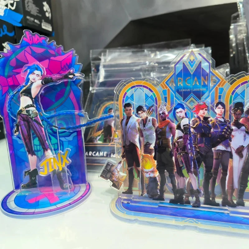 Hot Game League Of Legends City Of Two Cities Jinx Vi Caitlyn Kiramman Sign Perimeter Cartoon Anime Figure Model Decor Gift