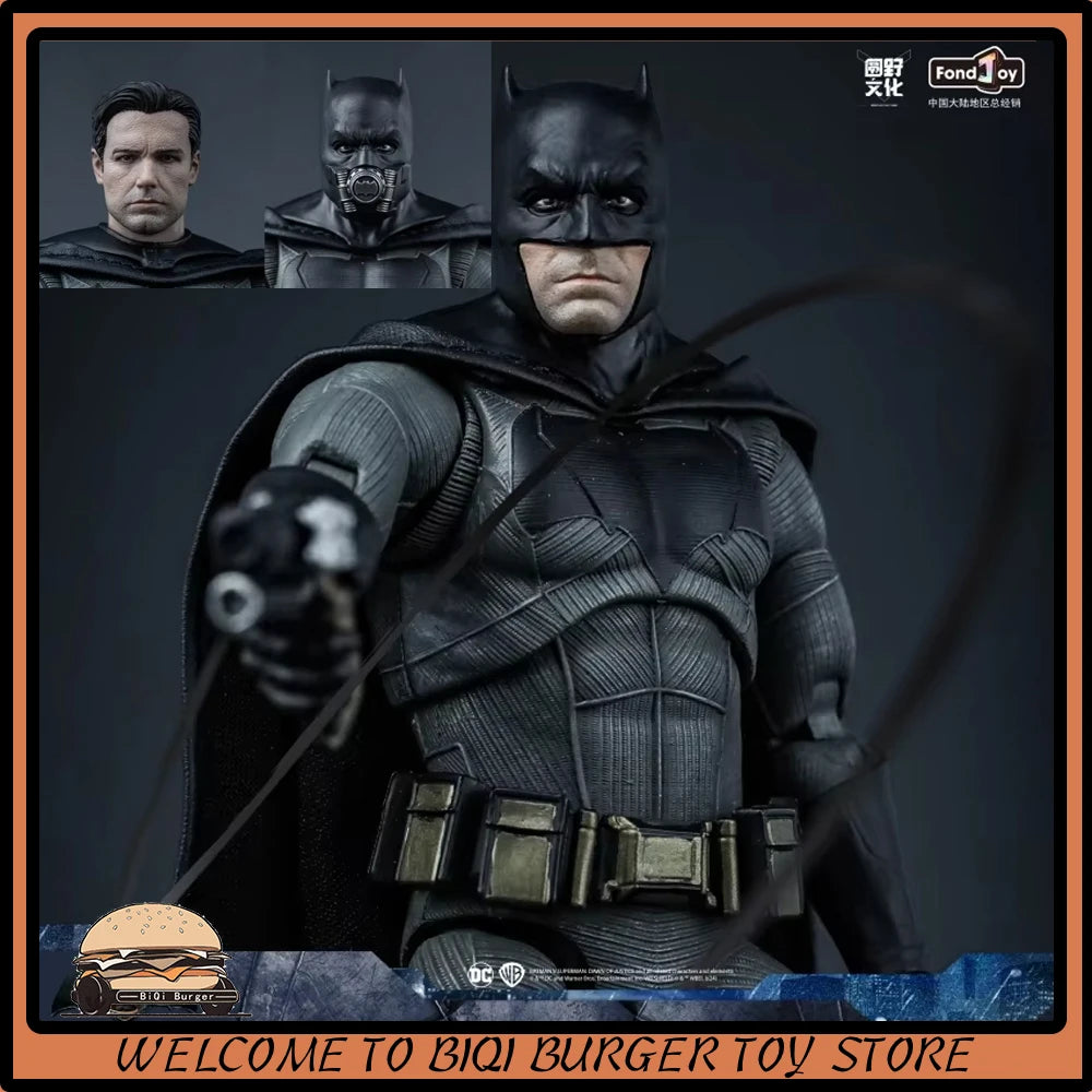 Original Fondjoy BVS Batman Figure 1/9 DC Justice League Figures Big Ben Batman Figurine With 2 Head PVC Joint Movable Kid Toy