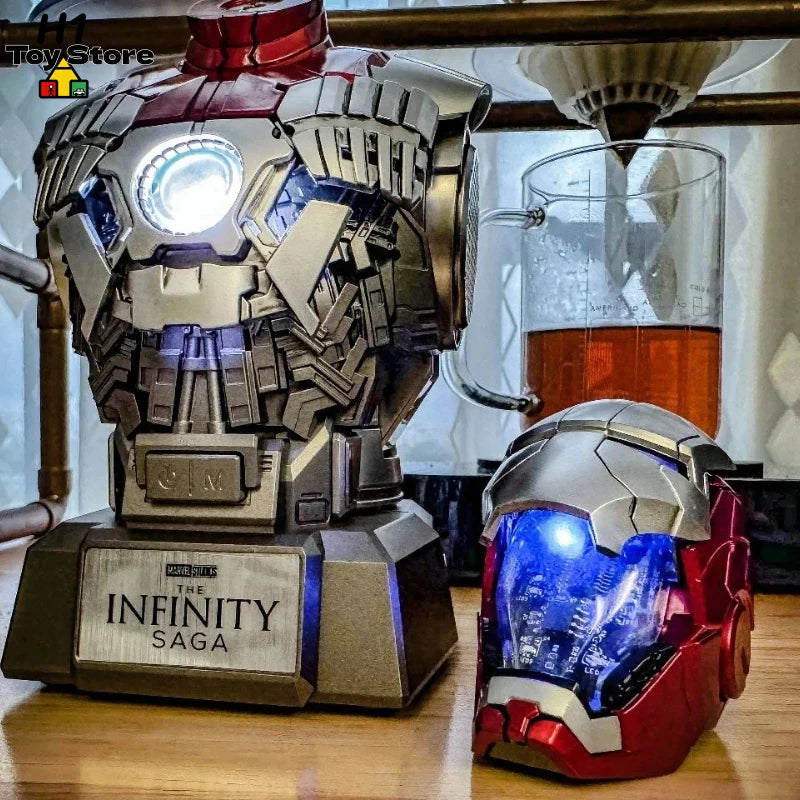 Marvel Iron Man MK5 Action Figure Bust Speaker Poseable Collectible with Bluetooth Cool Gadget Gift for Boys & Fans