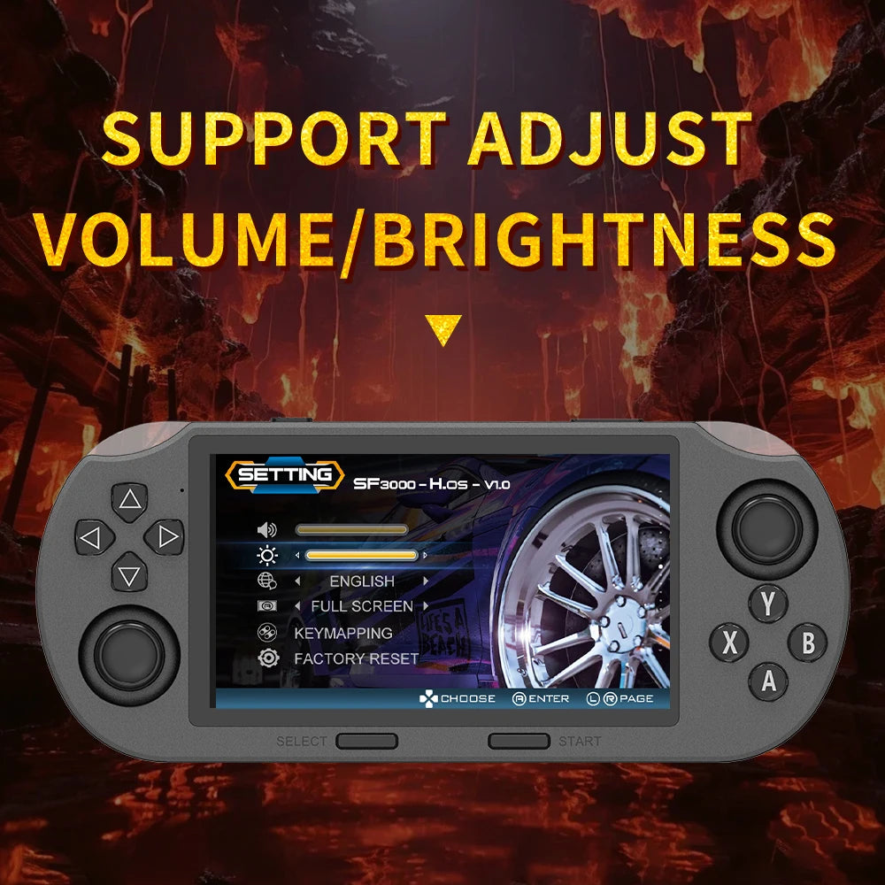 Tragbare Handheld-Spielekonsole SF3000, 4,5-Zoll-IPS-Bildschirm, Retro-Videospiel-Player, integrierte 20.000+ Spiele für PS1/GBA/SFC/MAME 