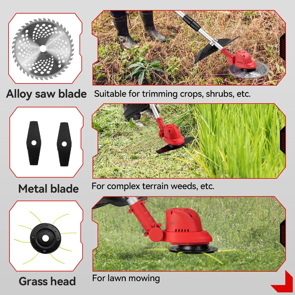 ONEVAN Cordless Brushless Electric Lawn Mower 10" Grass Trimmer Foldable Adjustable Garden Cutter Tool For Makita Battery Pin
