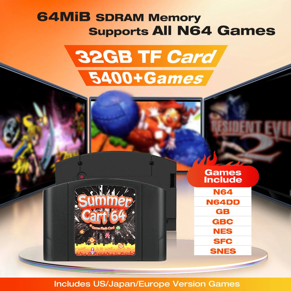 SC64 SummerCart64 Game Cart 6TG Chip For Nintendo 64 Video Console Games And 64DD  Play GB/GBC/FC/SFC Games By Emulator