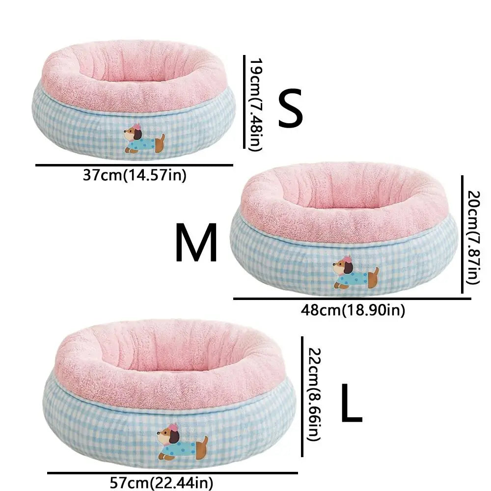 Breathable Cartoon Pet Dog Bed Soft Thickened Dog Sofa Bed Donut Shape Semi-surrounded Dog Kennel For Dogs Puppy Kitten