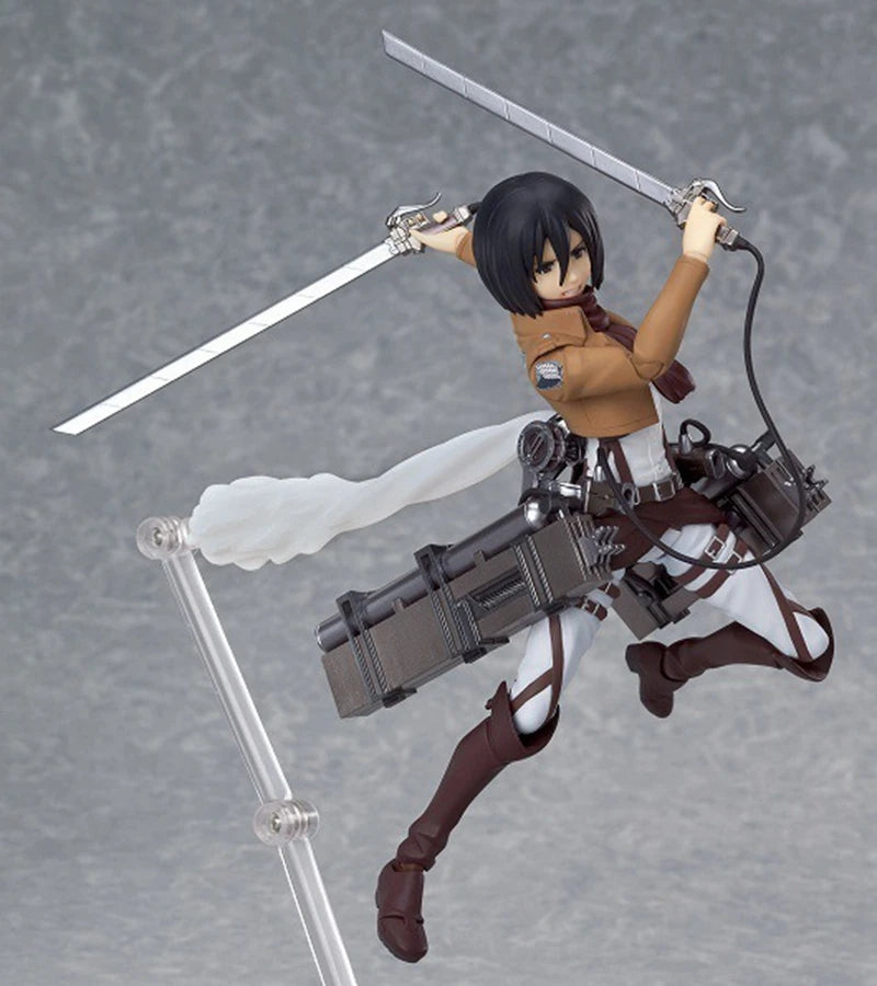 Anime-Figur Attack on Titan Mikasa Ackerman, stehend, mit Schwert, abnehmbares Modell, PVC-Sammlerstück, Schreibtischdekoration, 19 cm