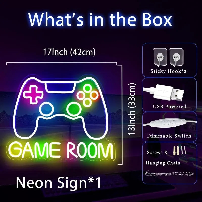 Gamer Neon for Gamer Room Decoration,LED Dimmable Light for Wall Decoration, Gamer Game Room Teen Boy Bedroom