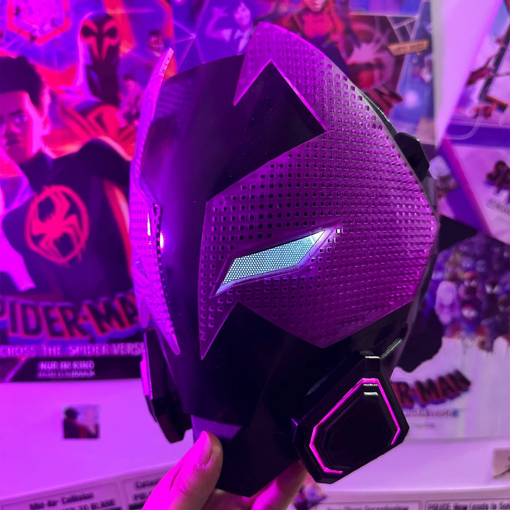 Earth-42 Miles Mask with Light Eyes Spider-Man: Across The Spider-Verse Prowler-Miles Cos Masks Halloween Cosplay Helmet Gift