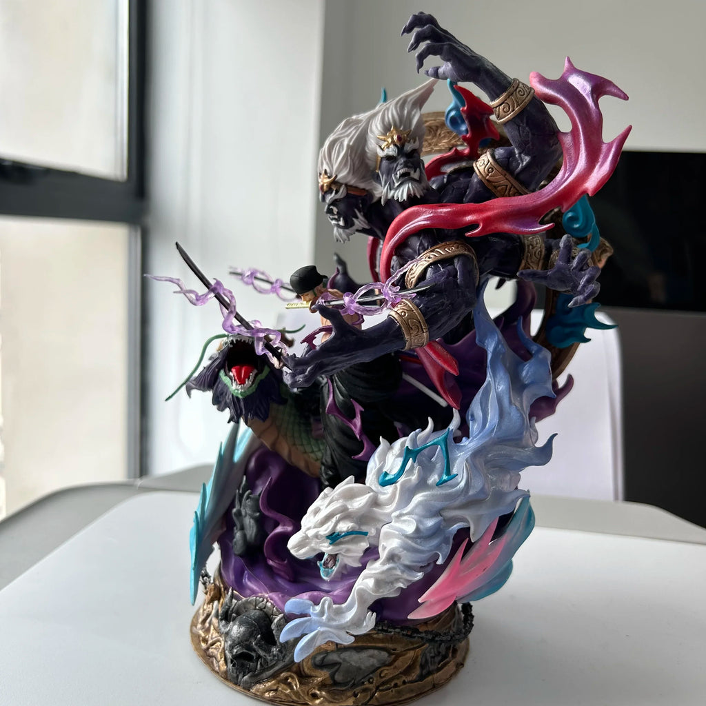 21 cm große One Piece Anime-Figur Roronoa Zoro Statue mit 2 Köpfen, König der Hölle Actionfigur, Manga-Sammlung, PVC-Modellpuppe, Geschenk für Kinder, Spielzeug