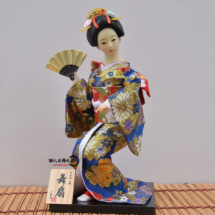 12inch Japanese Geisha Doll Statuette Sitting Figurine Japanese Kimono Kokeshi Kabuki Geisha Handicraft Ornament Birthday Gift